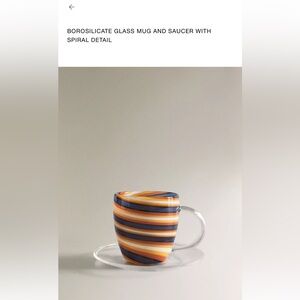 NWT ZARA Borosilicate mini Striped glass mug with saucer